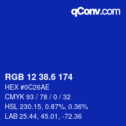カラーコード: RGB 12 38.6 174 | qconv.com