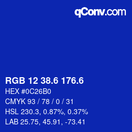 カラーコード: RGB 12 38.6 176.6 | qconv.com
