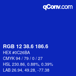 カラーコード: RGB 12 38.6 186.6 | qconv.com