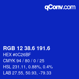 カラーコード: RGB 12 38.6 191.6 | qconv.com