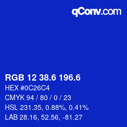 カラーコード: RGB 12 38.6 196.6 | qconv.com