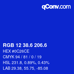 カラーコード: RGB 12 38.6 206.6 | qconv.com