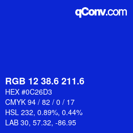 カラーコード: RGB 12 38.6 211.6 | qconv.com