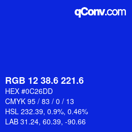 カラーコード: RGB 12 38.6 221.6 | qconv.com