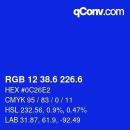 カラーコード: RGB 12 38.6 226.6 | qconv.com