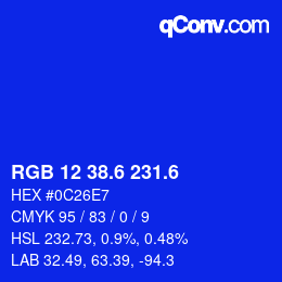 カラーコード: RGB 12 38.6 231.6 | qconv.com