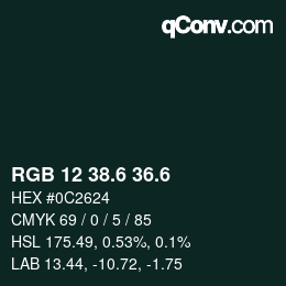 カラーコード: RGB 12 38.6 36.6 | qconv.com