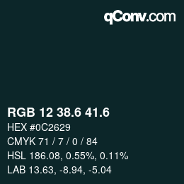 カラーコード: RGB 12 38.6 41.6 | qconv.com