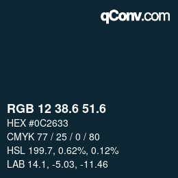 カラーコード: RGB 12 38.6 51.6 | qconv.com