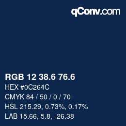 カラーコード: RGB 12 38.6 76.6 | qconv.com