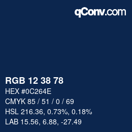 Color code: RGB 12 38 78 | qconv.com