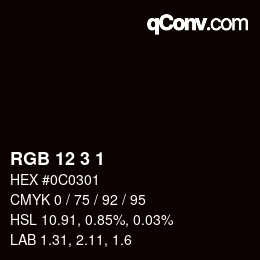 カラーコード: RGB 12 3 1 | qconv.com