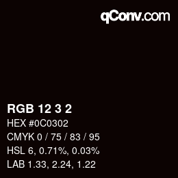 カラーコード: RGB 12 3 2 | qconv.com
