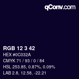 Color code: RGB 12 3 42 | qconv.com