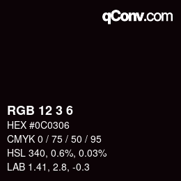 カラーコード: RGB 12 3 6 | qconv.com
