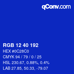 カラーコード: RGB 12 40 192 | qconv.com