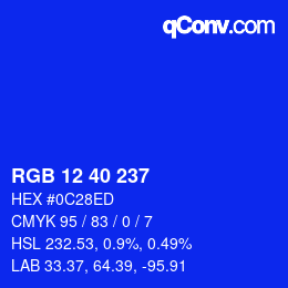 Color code: RGB 12 40 237 | qconv.com