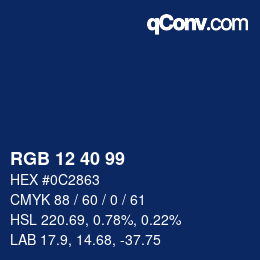 カラーコード: RGB 12 40 99 | qconv.com