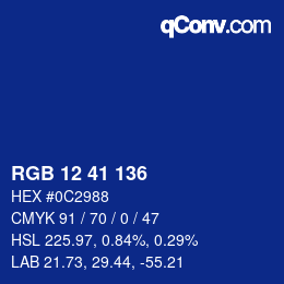 颜色代码: RGB 12 41 136 | qconv.com