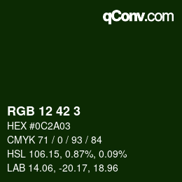 Color code: RGB 12 42 3 | qconv.com