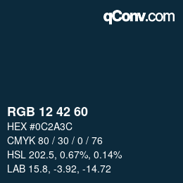 颜色代码: RGB 12 42 60 | qconv.com
