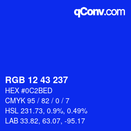 Color code: RGB 12 43 237 | qconv.com