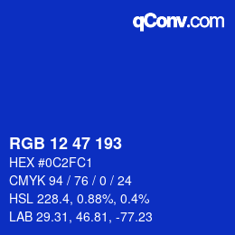 Color code: RGB 12 47 193 | qconv.com