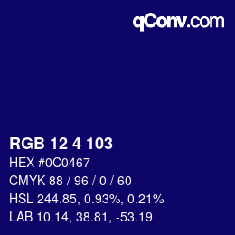 颜色代码: RGB 12 4 103 | qconv.com