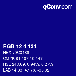 Color code: RGB 12 4 134 | qconv.com