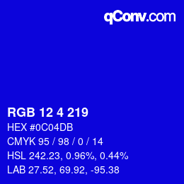 Color code: RGB 12 4 219 | qconv.com