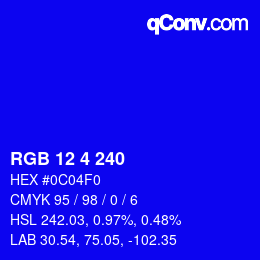 Color code: RGB 12 4 240 | qconv.com