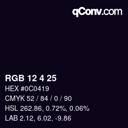 カラーコード: RGB 12 4 25 | qconv.com