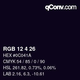 Color code: RGB 12 4 26 | qconv.com