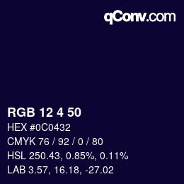 Color code: RGB 12 4 50 | qconv.com
