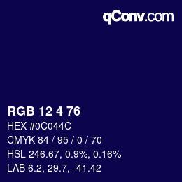 Color code: RGB 12 4 76 | qconv.com