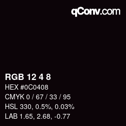 カラーコード: RGB 12 4 8 | qconv.com