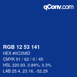 Color code: RGB 12 53 141 | qconv.com