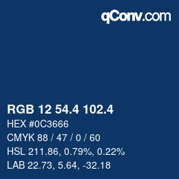 カラーコード: RGB 12 54.4 102.4 | qconv.com