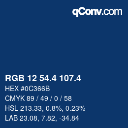 カラーコード: RGB 12 54.4 107.4 | qconv.com