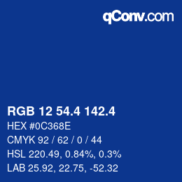 カラーコード: RGB 12 54.4 142.4 | qconv.com