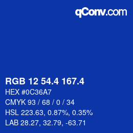 カラーコード: RGB 12 54.4 167.4 | qconv.com