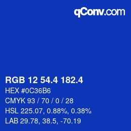 カラーコード: RGB 12 54.4 182.4 | qconv.com