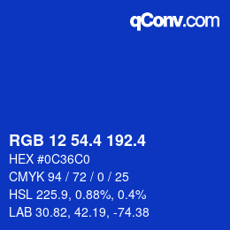 カラーコード: RGB 12 54.4 192.4 | qconv.com