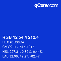 カラーコード: RGB 12 54.4 212.4 | qconv.com