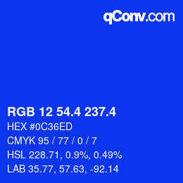 カラーコード: RGB 12 54.4 237.4 | qconv.com