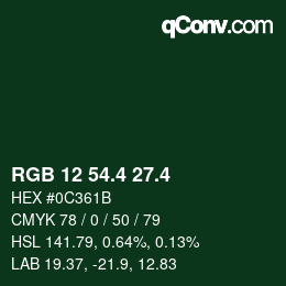 カラーコード: RGB 12 54.4 27.4 | qconv.com