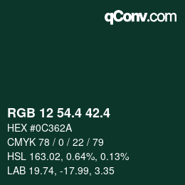 カラーコード: RGB 12 54.4 42.4 | qconv.com
