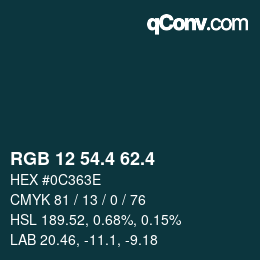 カラーコード: RGB 12 54.4 62.4 | qconv.com