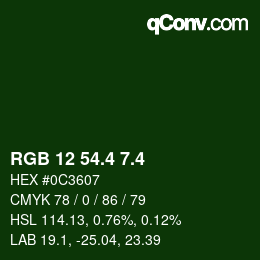 カラーコード: RGB 12 54.4 7.4 | qconv.com