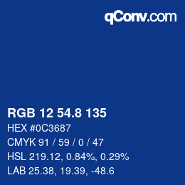 カラーコード: RGB 12 54.8 135 | qconv.com